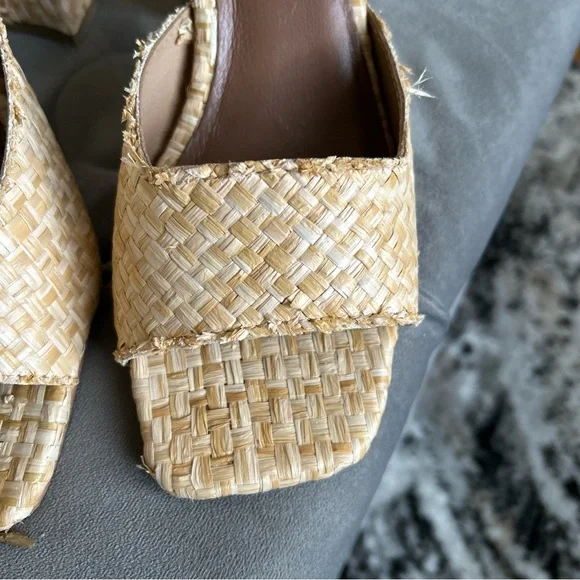 Jeffrey Campbell Melange Womens Woven Raffia Block Heel Sandal Mule Slide 8 - Picture 3 of 12
